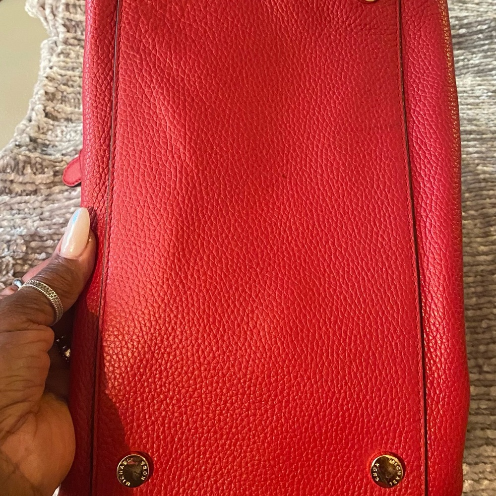 Michael Kors Red Shoulder Bag with Gold Accents - Picture 6 of 8